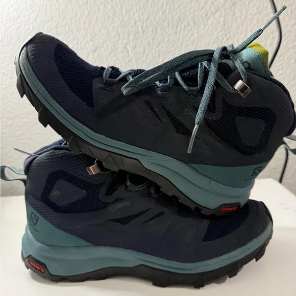 Salomon Blue and Green Hiking Boots - Picture 1 of 8